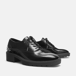 Black Lace Up Studded Zara Shoes